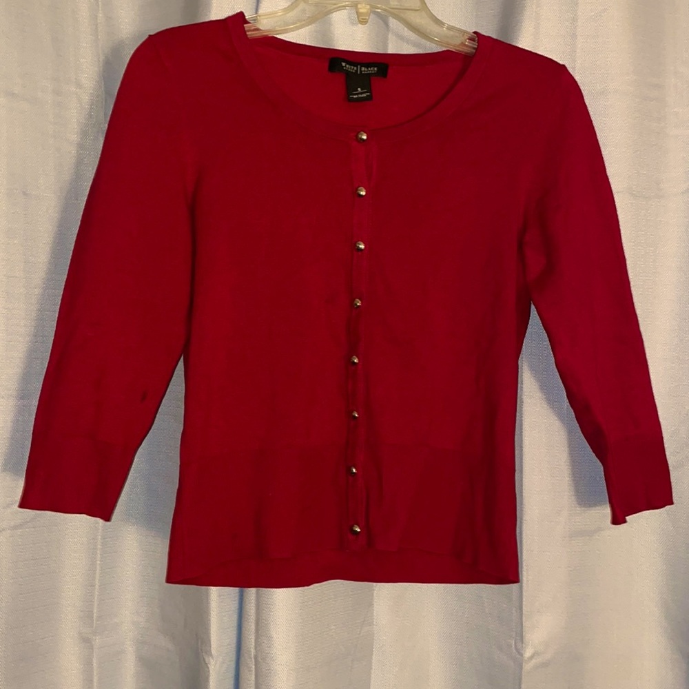 Red button up cardigan